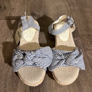 Striped Espadrille Sandals Nwt Monsoon girls kids striped bow sandals us size 9